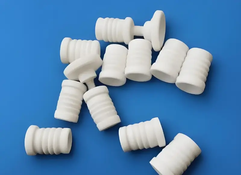White thread products on a blue background