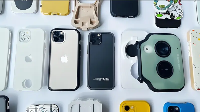 Una varietà di custodie per smartphone stampate a iniezione sono disposte su un tavolo