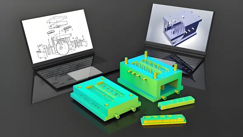 Modelo de molde de inyección de ordenador portátil con diseño mecánico de pantalla