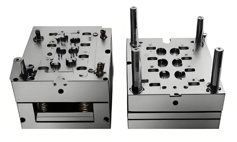 Two metal injection mold assemblies with precise cutouts