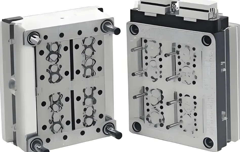 Injection mold assembly with metal parts