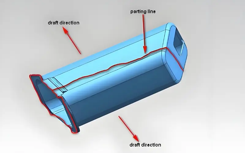 Parting line diagram in an injection