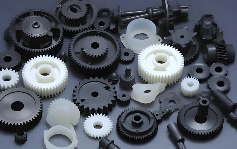 Ingranaggi e parti stampate ad iniezione di plastica di varie dimensioni e forme