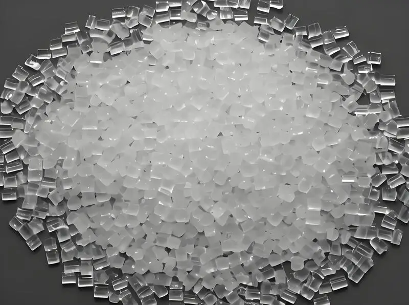 Primer plano de partículas transparentes de PMMA
