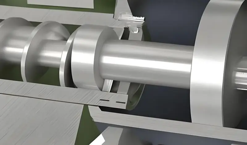 Close-up of a metal screw mechanism in machinery