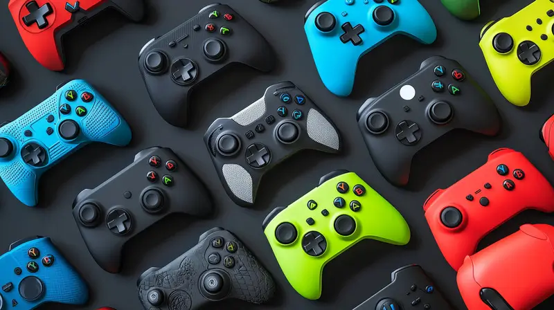 Contrôleurs de jeu colorés avec différents motifs et dessins