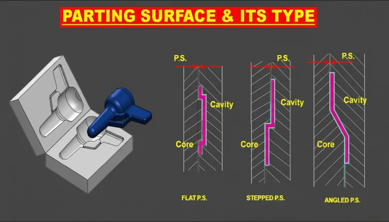 Parting surface types in injection molding