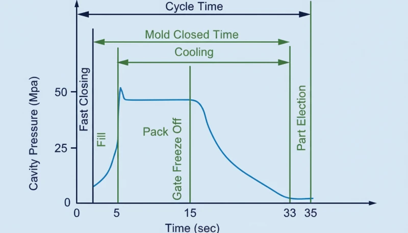 Injection molding cycle time graph